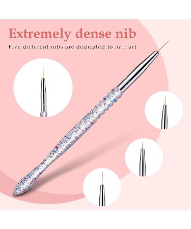Lusofie 5Pcs Nail Art Liner Brushes Set - Thin Brushes for Gel Polish Painting and Nail Design - Detail Liner Brush Set for Artistic Nail Drawing - Easy Hold Handles (7/9/11/15/20mm) - Buy Online on GoSupps.com