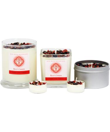 Root Chakra Candle - New Moon Beginnings | Soy Aromatherapy Candle | Crystal & Herb Healing - 8oz Metal Tin - Buy Online on GoSupps.com
