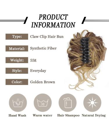 RPAEOY Curly Wavy Hair Tie with Clip - Synthetic Messy Bun Hair Scrunchy for Women (Golden Brown) - International Shipping Available - Buy Online on GoSupps.com