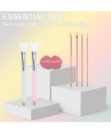 Blackhead Remover Tool Kit with Face Mask Brushes and Powder Puffs - Professional Skin Care Tools for Pore Cleanse and Makeup Application - Buy Online on GoSupps.com