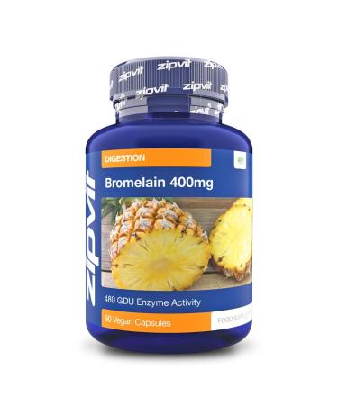 Bromelain 400mg 90 Vegan Capsules. 6 Weeks Supply. 480 GDU Enzymes. Natural Pineapple Enzyme.