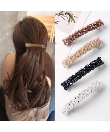 KIMUWHI 6pcs Shiny Crystal Spring Hair Clip Barrettes Hairpin Hair Accessories For Women And Girl