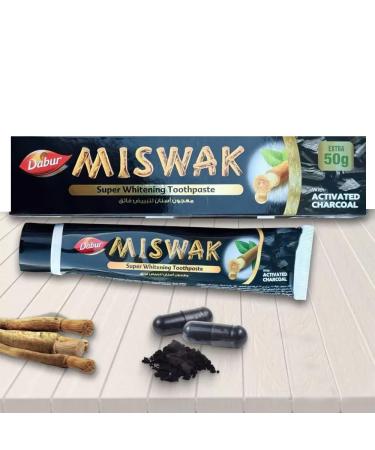 Dabor Miswak Herbal Toothpaste with Activated Charcoal (Net Weight: 120g + 50g Free)