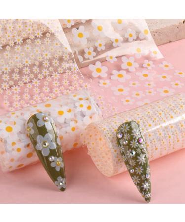 dinio 10 Rolls White Flower Nail Transfer Foils Nail Decals for Nail Art Spring Summer Floral Theme Nail Foil Transfer - Buy Online on GoSupps.com
