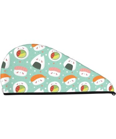 Kawaii Sushi Microfiber Hair Towel | Super Absorbent Coral Velvet Wrap for Long Curly & Thick Hair - Quick Dry Solution for Women - Buy Online on GoSupps.com