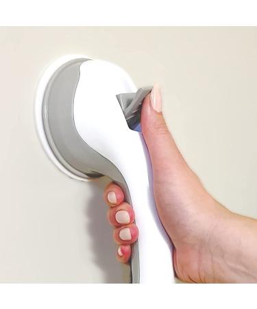Safe-er-Grip Suction Cup Grab Bar for Bathtubs & Showers - 16 Inch White/Grey | Bathroom Safety Assist Handle - Buy Online on GoSupps.com