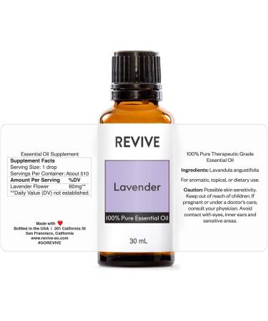 Lavender Essential Oil 30mL by Revive | 100% Pure Therapeutic Grade for Diffuser Aromatherapy Massage & Skin Care - Buy Online on GoSupps.com