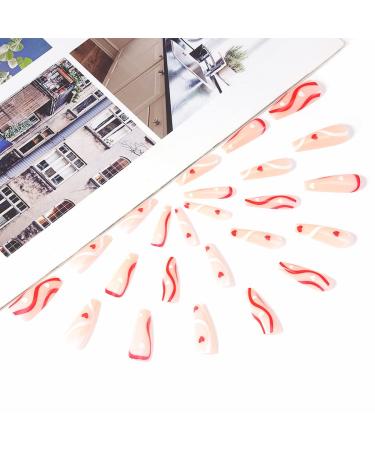 Brishow Valentine's Day Artificial Nails - Red Heart Ballerina Press-On Acrylics 24 Long Stick-On Nails for Women & Girls - Buy Online on GoSupps.com