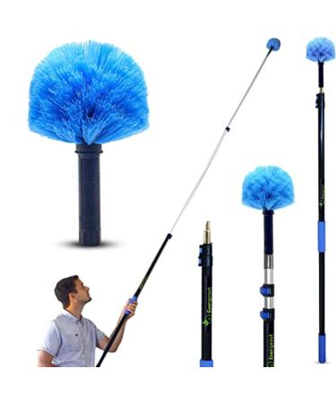 EVERSPROUT 5-to-12 Foot Cobweb Duster and Extension-Pole Combo (20 Ft Reach, Medium-Stiff Bristles), Hand-Packaged, Lightweight, 3-Stage Aluminum Pole, Indoor & Outdoor Use Spider Web Brush with Pole 12 feet