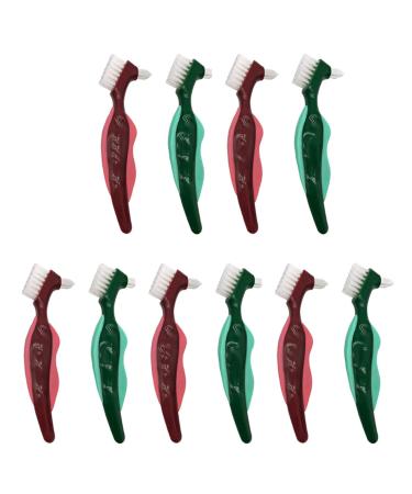 Llkozn 10-part premium toothbrush with hard prosthesis brush cleaning brush multi-layered bristles and portable duplicate duplicate brush