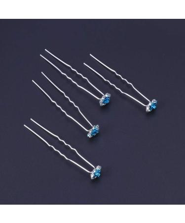 Frcolor 20Pcs Strass Hairpins - Blue Flower Hair Needles for Wedding & Bridal Updos - U-Shaped Hairdress Accessories - Buy Online on GoSupps.com