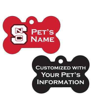 NC State Wolfpack 2-Sided Dog & Cat Tag | Officially Licensed | Personalized for Your Pet (Bone, Red) Bone Red