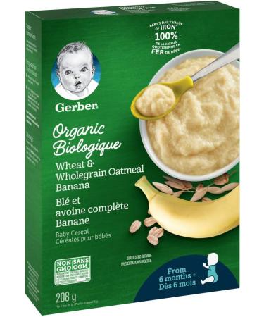 GERBER Organic Cereal Wheat & Wholegrain Oatmeal with Banana Baby Food Cereals 6+ Months 208 g 6 Pack - Packaging May Vary - Buy Online on GoSupps.com