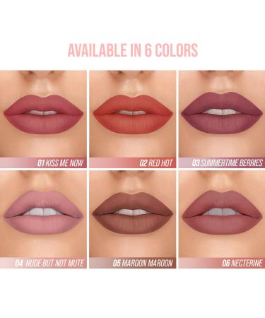 Tintark Lip Stain Tint Lip Glaze & Gloss - Red Nude Peach Pink Rose Mauve Velvet Feel, Quick-Dry Longwear Matte Liquid Lipstick 02 Red Hot - Buy Online on GoSupps.com