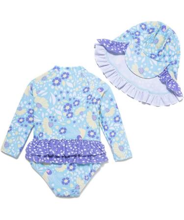 BONVERANO Baby Girls Swimsuit - Toddler Long-Sleeve Zipper One Piece Purple Flower Bathing Suit with UPF 50+ Sun Protection | 2-3 Years - Buy Online on GoSupps.com