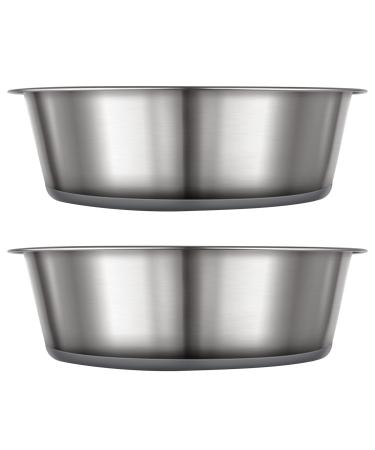 PEGGY11 Wide Stainless Steel Metal Dog Bowls, Nonslip Silicone Bottom Design, 24 Gauge Stainless Steel, Food-Grade, Dishwasher Safe, Ideal Food Water Pet Bowls for Dogs & Cats C_For Medium Dog Breeds A_2 Pack Bowls