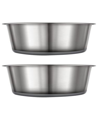 PEGGY11 Wide Stainless Steel Metal Dog Bowls, Nonslip Silicone Bottom Design, 24 Gauge Stainless Steel, Food-Grade, Dishwasher Safe, Ideal Food Water Pet Bowls for Dogs & Cats C_For Medium Dog Breeds A_2 Pack Bowls - Buy Online on GoSupps.com