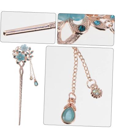 AUTSUPPL Flower Hair Crystal - Chinese Hair Vintage - Hair Accessories for Bun Decoration for Women (Blue) - Buy Online on GoSupps.com