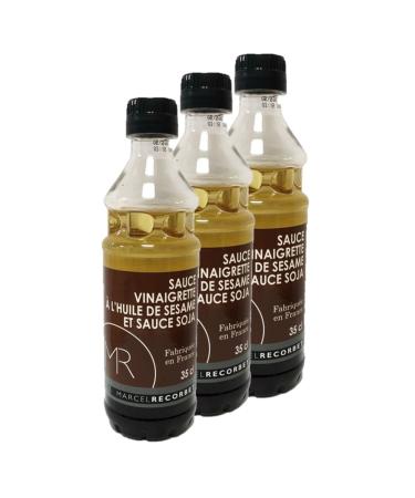 Marcel Recorbet Pack of 3 Sesame Oil and Soy Sauce Vinaigrette Dressings - Made in France - MR - 350ml Bottle