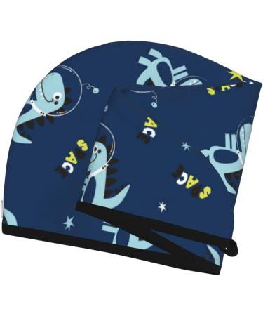 Space Dinosaur Hair Towel Wrap - Quick Drying Towel Turban with Button for Effortless Hair Drying - Buy Online on GoSupps.com
