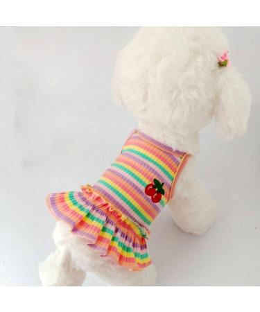 XINGNIAO Dogs Rainbow Stripe Summer Dress - Soft Cotton Doggy Outfits for Small to XXL Breeds - Lightweight & Breathable Litter Dress - Buy Online on GoSupps.com