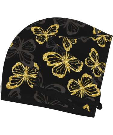 Golden Glitter Butterflies Microfiber Hair Towel - Soft Super Absorbent Hair Wrap for Women | Quick Dry Coral Velvet Cap for Long Curly Thick Hair - Buy Online on GoSupps.com