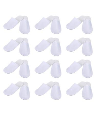 Minkissy 24 pair of disposable house shoes non-slip spa house shoes with closed toes interior shoes for hotel travelers and private individuals (white)