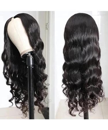 Xagujpo V Part Body Wave Human Hair Wig - Brazilian Virgin Hair for Black Women - Glueless U Part Half Wig with No Leave Out - 150% Density Natural Color - Buy Online on GoSupps.com