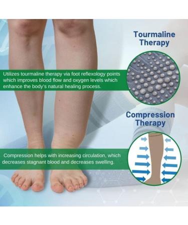 Healsox Anti-Edema Compression Socks - Tourmaline Self-Heating Health Socks for Weight Loss & Foot Massage (2 Pairs - Black) - Buy Online on GoSupps.com