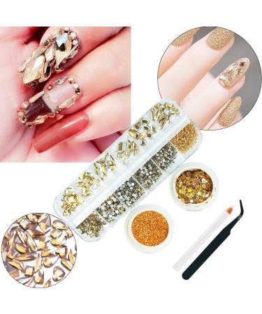 Champagne Nail Rhinestones & Glitters Kit - 60pcs Golden Gems & Flatback Stones for Nail Art & DIY Crafts - Buy Online on GoSupps.com