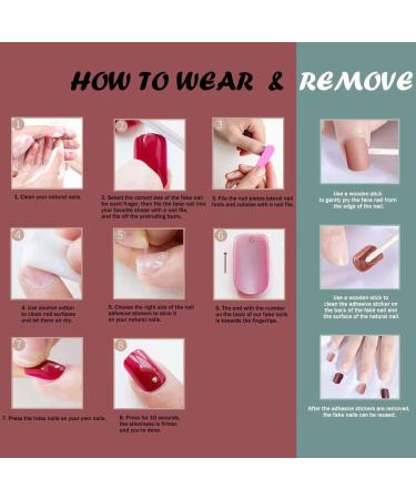 Bufenia French Coffin Artificial Nails - Flash Gradient Nude Pink Press On Nails with Glitter Heart - Ballerina Fake Nails for Women & Girls - 24 Pieces (Pink/Red) - Buy Online on GoSupps.com