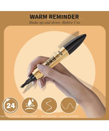 Eyebrow Pencil Liquid Eyebrow Pen 2 in 1 Dual-ended Eyebrow Waterproof & Long Lasting Liquid Eyeliner Pen Four-tip Brow Pencil for Women Gift Black - Buy Online on GoSupps.com