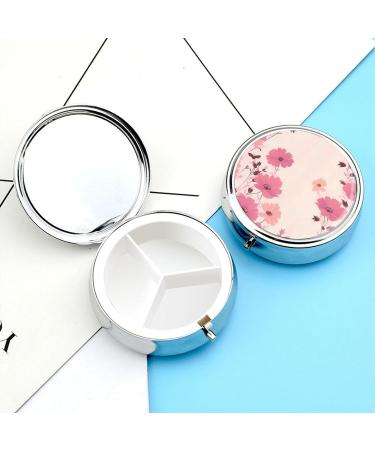 Portable 3 Compartment Pill Box - Travel-Friendly Flower Pattern Pill Organizer for Purse & Pocket - Buy Online on GoSupps.com