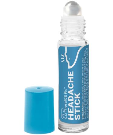 TheraICE Rx Migraine Relief Stick 10 ml (.33-Oz) Organic Essential Oil Roll on Headache Tension Aromatherapy: Peppermint, Spearmint, Lavender, Chamomile, Rosemary, Eucalyptus. Metal Roller. USA Made