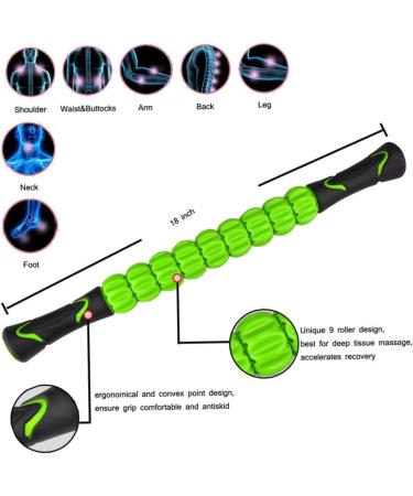 Lurrose 3D Muscle Massager Stick - Body & Yoga Massage Roller - Medium Green - International Shipping Available - Buy Online on GoSupps.com