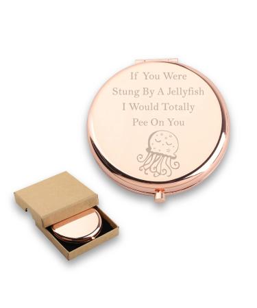 WUSUANED Funny Friendship Gift If You were A Stung by A Jellyfish Makeup Mirror Jellyfish Lover Gift (Jellyfish Mirror)