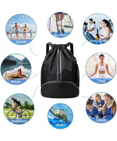 Allzbst Waterproof Gym Bag & Sports Backpack for Men & Women | Football Bag with Cord | Black Sports Bag - Buy Online on GoSupps.com