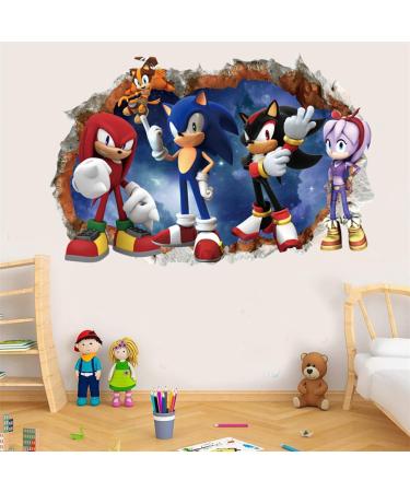 Speed Power Red Hedgehog Anime Cartoon Wall Stickers Meecaa 3D Breaking Wall Decals for Bedrooms Living Room Wall Art Stickers Wall Decor (Red Hedgehog)