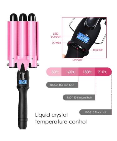Buy 3 Barrel Waver Iron - Professional Ceramic Hair Curler with LCD Display | Pink Hair Styling Tool for Gorgeous Waves - International Shipping Available - Buy Online on GoSupps.com