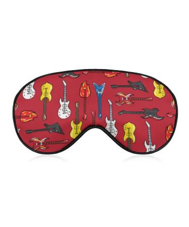 I Love Guitars Sleep Mask Eye Cover for Sleeping Blindfold with Adjustable Strap Blocks Light Night Travel Nap for Men Women