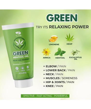 Ross D Elen Green Menthol Relief & Recovery Gel XL Tube with Massager - Premium Pain Relief for Instant Comfort - International Shipping Available - Buy Online on GoSupps.com