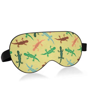 Lizard Multicolor Sleep Mask Light Blocking Eye Mask for Sleeping with Adjustable Strap Cute Animals Soft Lightweight Eye Cover Blindfold for Men Women Work Travel Naps