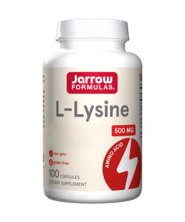 Jarrow Formulas L-Lysine 500mg High Dose Amino Acid 100 Capsules Lab-Tested Gluten Free SOYA Free Non-GMO