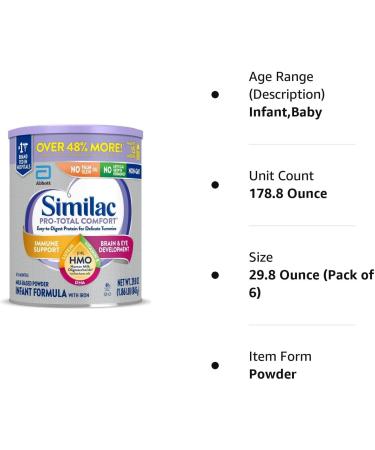 Similac Pro Total Comfort Infant Formula - Non-GMO - 29.8 Oz Can - Pack of 6 - Buy Online on GoSupps.com