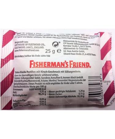 Fisherman's Friend Cherry Menthol Lozenges 25g (Pack of 8) Lofthouse of Fleetwood Limited - Buy Online on GoSupps.com