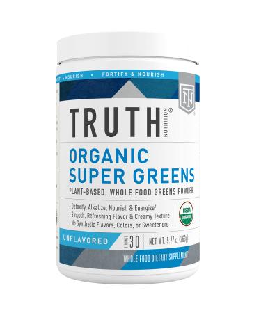 Truth Nutrition Super Organic Greens Powder - Green Superfood Powder 30 Servings Green Juice Powder - Organic Fruit and Vegetable Powder Supplement Green Smoothie Powder Mix (Unflavored)