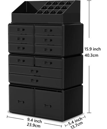 READAEER Makeup Cosmetic Organizer Storage Drawers Display Case - 12 Drawers (Black) - Buy Online on GoSupps.com