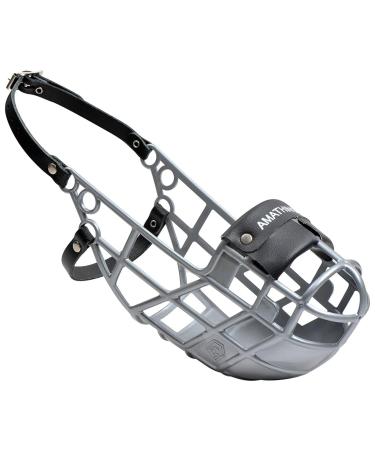 Amathing's muzzle Model Super Kennel Soft Soft with Watted Nose Piece Always Ideal Ideal for Freewheel Dog Wies Kennel Zwinger Races (Silver)