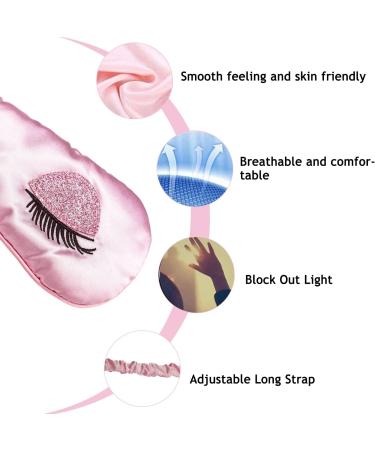 Ulife Mall Soft Satin Sleep Mask - Silk Eye Mask for Women Breathable Sleep Blindfold with Rubber Band Skin-Friendly Ultra-Like Sleep Mask - Pink - Buy Online on GoSupps.com