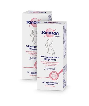 Sanosan pregnancy cream clinically tested - prevents stretch marks & pregnancy strips before - pregnancy care cream without paraffin oil dyes silicones & parabens (2x 200 ml) 2 pieces - Buy Online on GoSupps.com